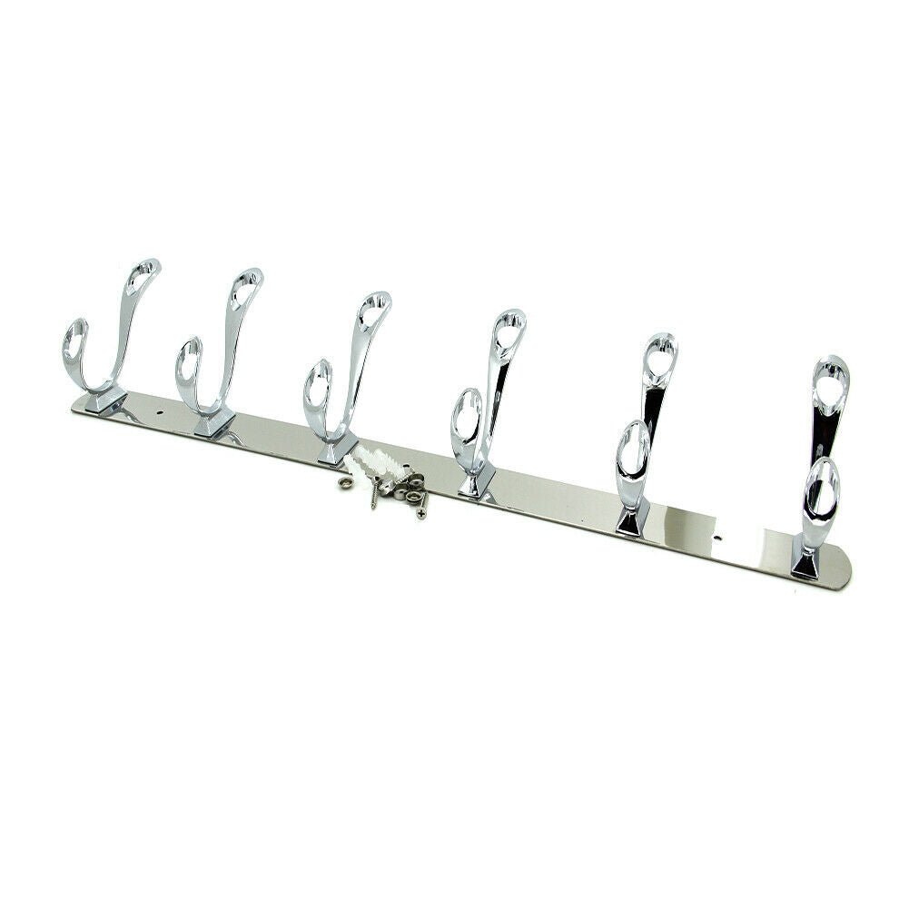 Wall Mounted 6 Hooks Hanger, 6 Hooks Stainless Steel Wall Mounted Coat Robe Hat Hook Hanger Towel Rack, Hat Hook Coat Hanger - Techmanistan in Pakistan