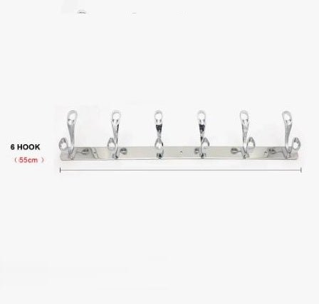 Wall Mounted 6 Hooks Hanger, 6 Hooks Stainless Steel Wall Mounted Coat Robe Hat Hook Hanger Towel Rack, Hat Hook Coat Hanger - Techmanistan in Pakistan