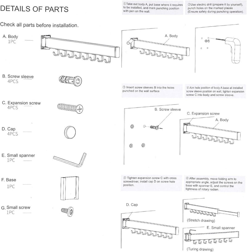 Wall Mounted Extendible Folding Clothes Hanger - Techmanistan in Pakistan