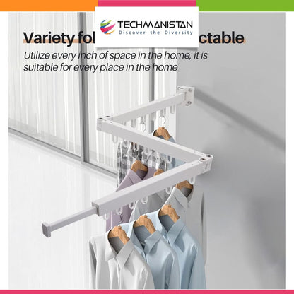 Wall Mounted Extendible Folding Clothes Hanger - Techmanistan in Pakistan