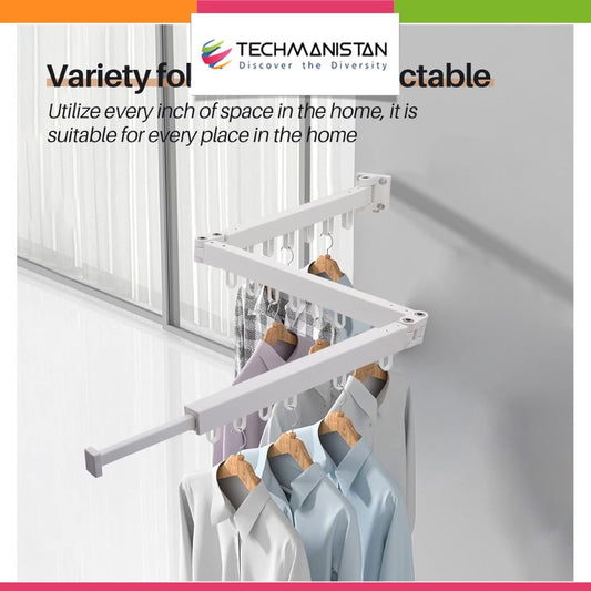 Wall Mounted Extendible Folding Clothes Hanger - Techmanistan in Pakistan