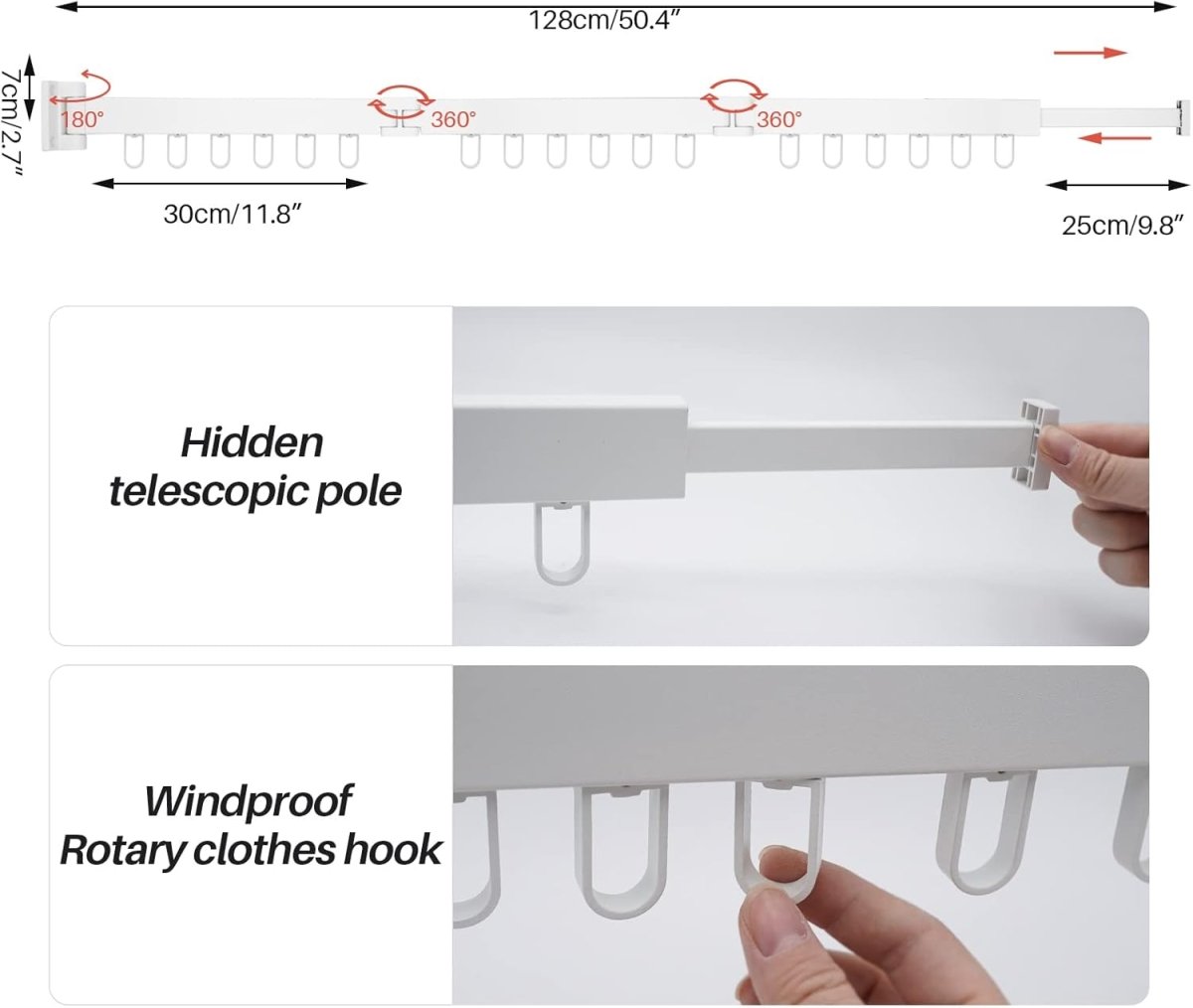 Wall Mounted Extendible Folding Clothes Hanger - Techmanistan in Pakistan