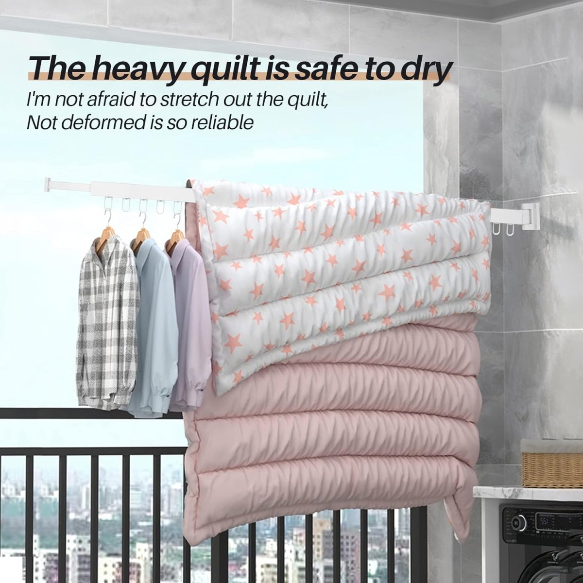 Wall Mounted Extendible Folding Clothes Hanger - Techmanistan in Pakistan