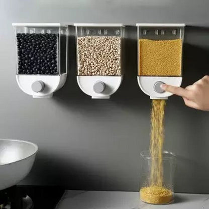 Wall Mounted Plastic Canister Fresh & Easy Transparent Plastic Air Tight Cereal Dispenser, Grain Storage Box Dry Food Container Organizer, Food Dispenser, Rice Dispenser - Techmanistan in Pakistan