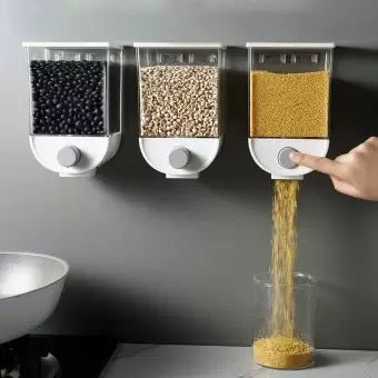 Wall Mounted Plastic Canister Fresh & Easy Transparent Plastic Air Tight Cereal Dispenser, Grain Storage Box Dry Food Container Organizer, Food Dispenser, Rice Dispenser - Techmanistan in Pakistan