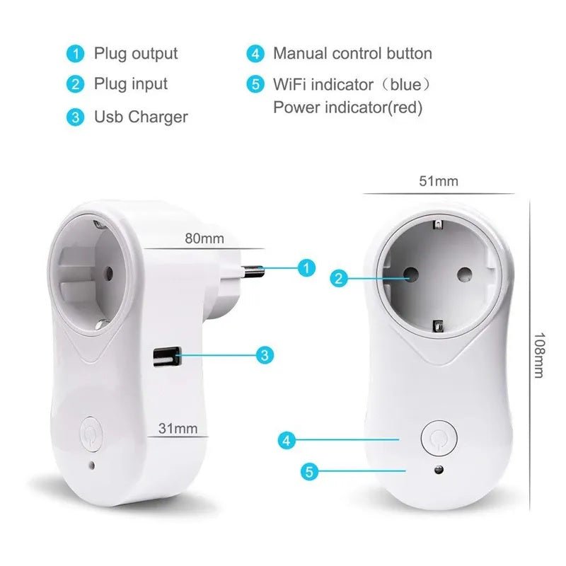 WIFI Smart Socket EU Plug USB Outlet - Techmanistan in Pakistan