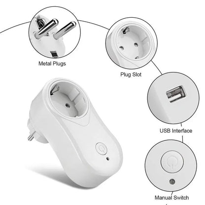WIFI Smart Socket EU Plug USB Outlet - Techmanistan in Pakistan