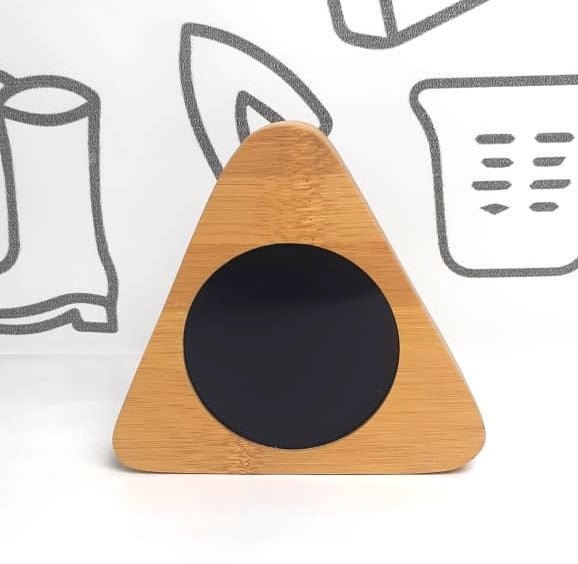 Wooden Digital Triangular Shape Desk Clock, Alarm Clock, LED Desktop Clock, Thermometer, Calendar, Date - Techmanistan in Pakistan
