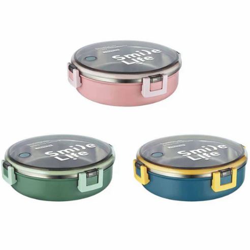 Stainless Steel Round Smile Life Lunch Box