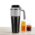 1L Stainless Steel Thermal Mug with Push-button Lid, Straw and Handle