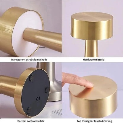 Rechargeable Golden Table Desk Lamp