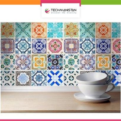 Pack Of 24 - Traditional Talavera Tiles Stickers For Bathroom & Kitchen - 6 X 6 Inches - Techmanistan in Pakistan